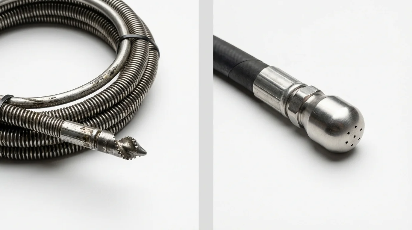 Drain snake cable and hydro jetting nozzle used for drain cleaning in Windermere, FL