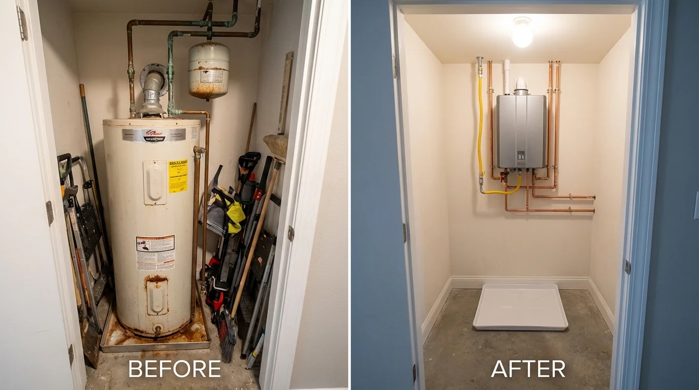 Tank water heater versus wall-mounted tankless unit comparison for Windermere, FL homeowners