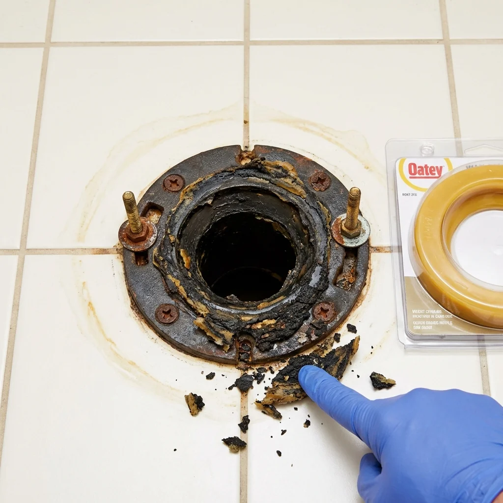 Failed wax ring showing water seepage at the base of a toilet in a Windermere, FL home