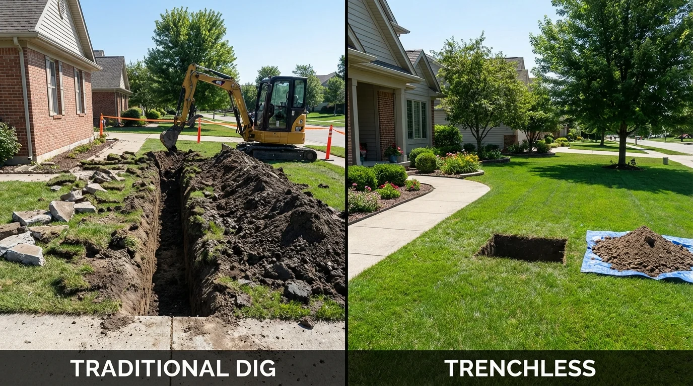 Trenchless sewer repair with minimal yard damage versus traditional excavation in Windermere, FL